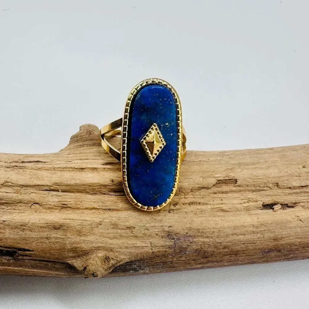 Lapis Lazuli Adjustable Gold Statement Ring